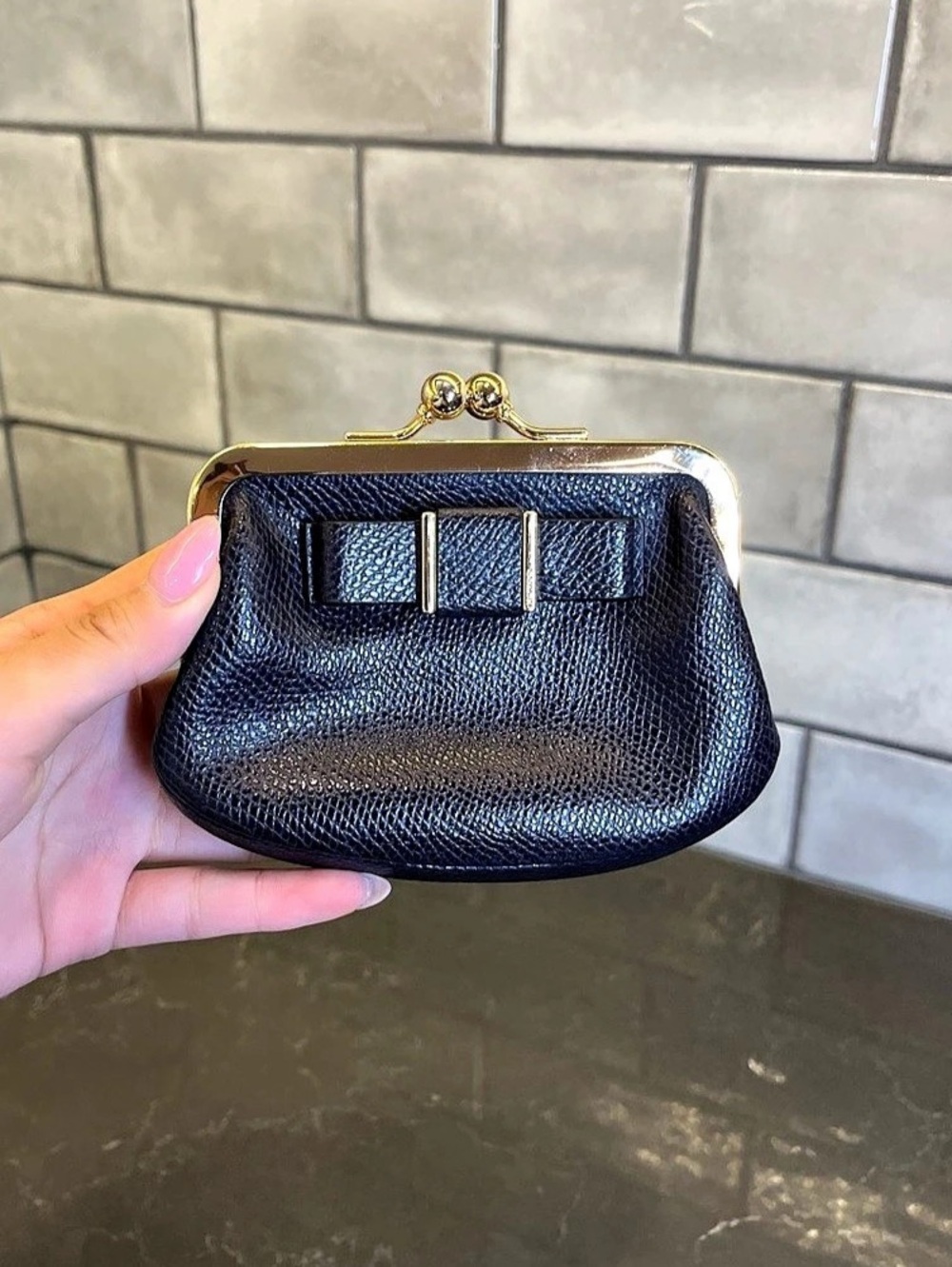 Coach Darcy Bow Crossgrain Leather Kisslock Coin Purse